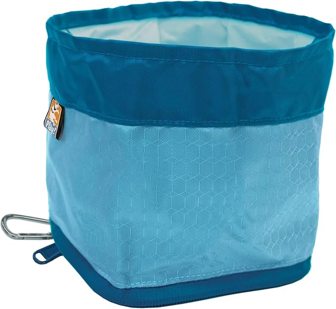 Kurgo Zippy Bowl for Dogs, Collapsible Travel Bowl, 48oz, Coastal Blue