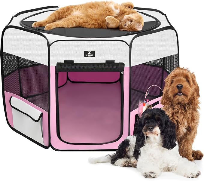 X-ZONE PET Dog Playpen - Pink, Large