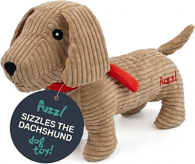 Fuzzl Sizzles the Dachshund Puppy Pack Dog Toys, Small, Pack of 2 | Plush Cord, Plush Latex Sausage Dogs, Soft Chew and Squeaky, For Puppies and Small Dogs