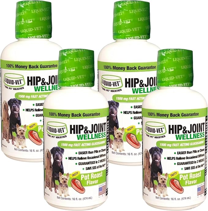 LIQUID-VET K9 Hip & Joint Formula, Pot Roast Flavor, 16 oz (Pack of 4)