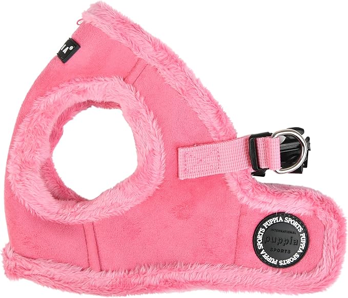 Puppia Terry Vest Dog Harness Step-in Winter Suede Warm No Choke No Pull Training Walking for Small and Medium Dog, Pink, Large