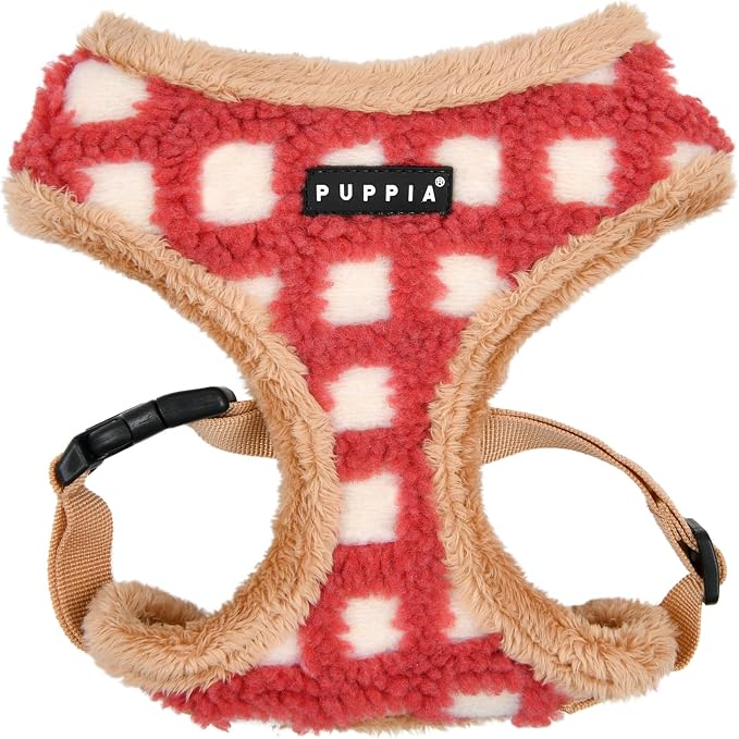 Puppia Stefan Dog Harness Over-The-Head Warm Winter Tumbling Waffle Pattern Adjustable Chest for Small and Medium Dog, Coral, Small