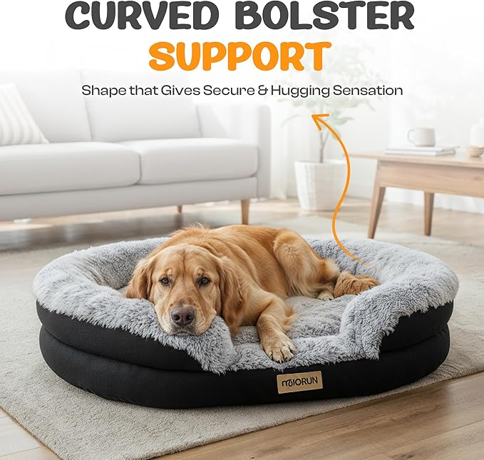 Fluffy Orthopedic Jumbo Dog Bed for Extra Large Dogs - 48in, Gray