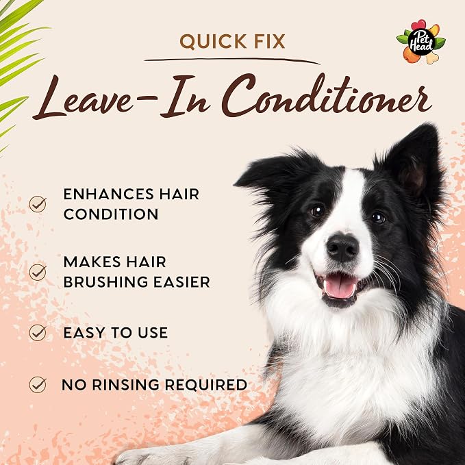 Pet Head Quick Fix Leave-in Conditioner Spray for Dogs | 10.1 fl oz. | Peach Scent | Repairs, Detangles and Softens Fur | Detangling Spray | For Grooming Wet or Dry Dog Coats | No Rinsing Required