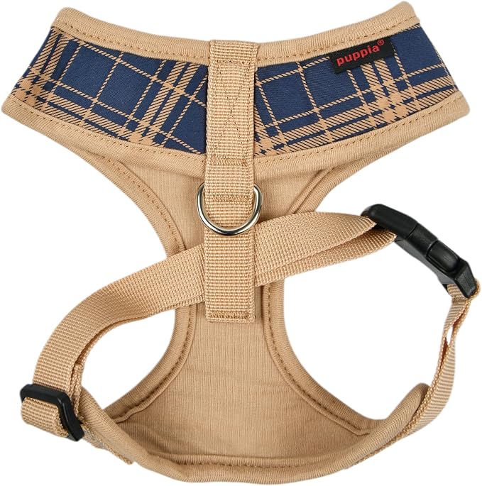Puppia Corwin Dog Harness A (Over-The-Head) Fashionable Checkered Pattern Spring Summer Harness for Small and Medium Dogs, Navy, X-Large