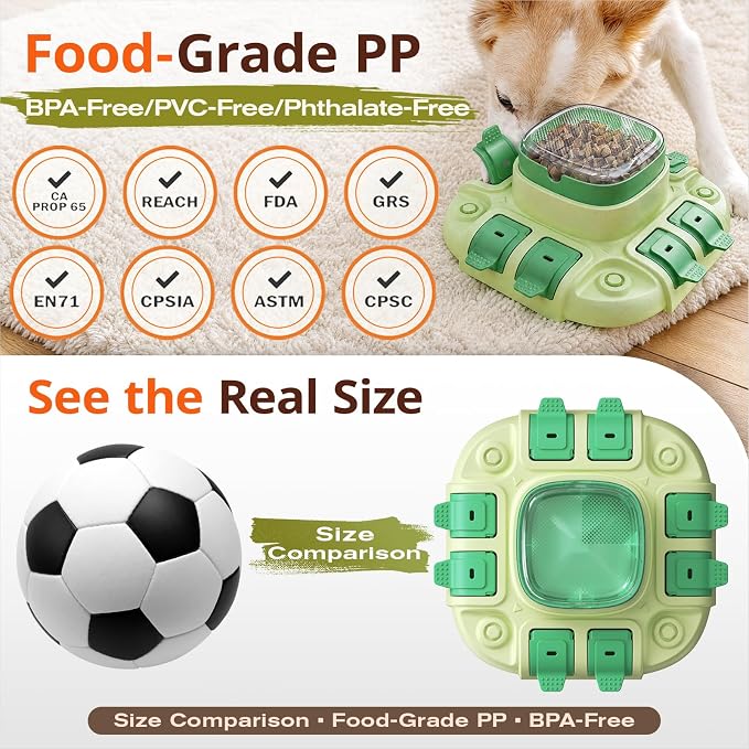 KADTC 2 Levels Dog Puzzle Toy, Interactive Slow Feeder & Treat Dispenser | Press-to-release mental stimulation toy that burns energy, fights boredom, and keeps food-motivated dogs focused at mealtime.