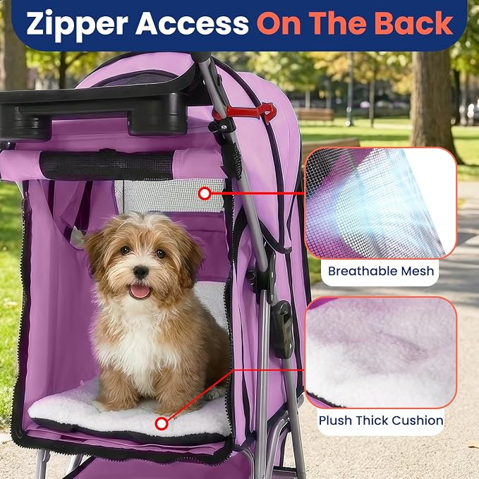 BestPet 4-Wheel Pet Stroller - Travel Folding Carrier 04T