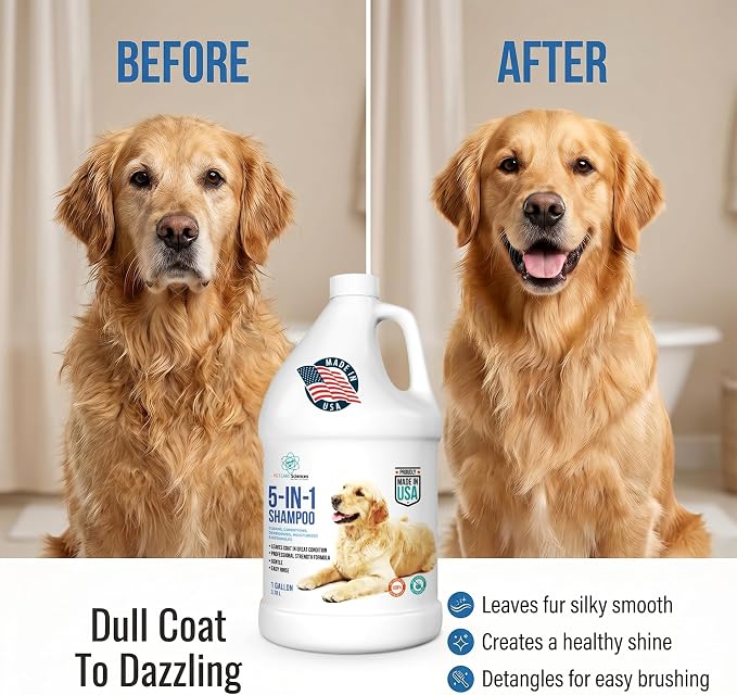 Gallon Bottle - 5 in 1 Dog Shampoo - Groomers Choice - Made in The USA