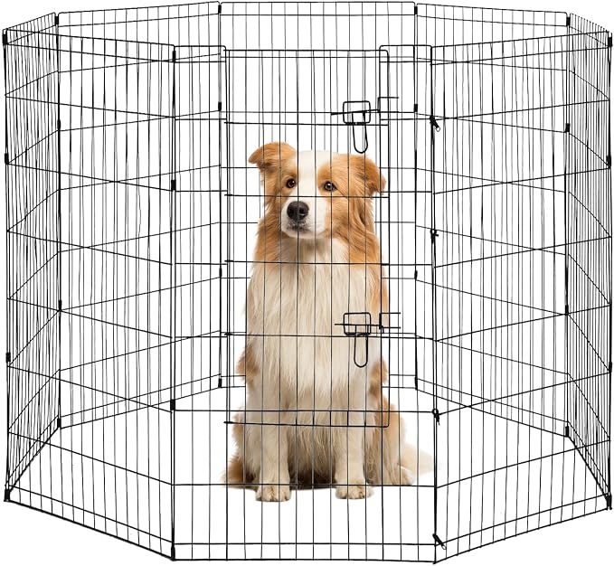BestPet | Foldable Dog Playpen | 48 Inch, 8 Panels | Metal Pet Exercise Pen | Indoor Outdoor Portable Dog Fence with Door | Removable, Rust-Resistant Secure Pet Kennel | Easy to Assemble