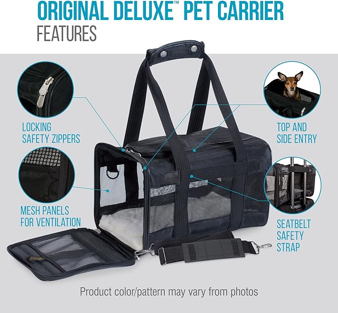 Sherpa Original Deluxe Travel Pet Carrier, Airline Approved, Black Lattice, Small