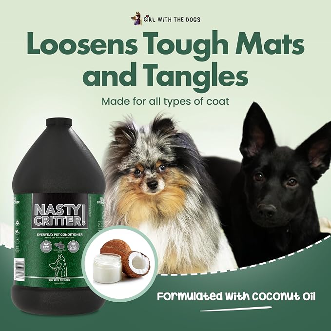 Nasty Critter! by Girl With The Dogs - Made in USA - Everyday Deep Cleaning Dog Conditioner for 8 Weeks and Up, 1 Gal