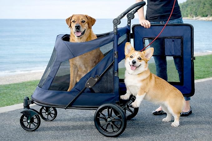 Pet Gear No-Zip Excursion Pet Stroller - Dark Sapphire, Dual Entry