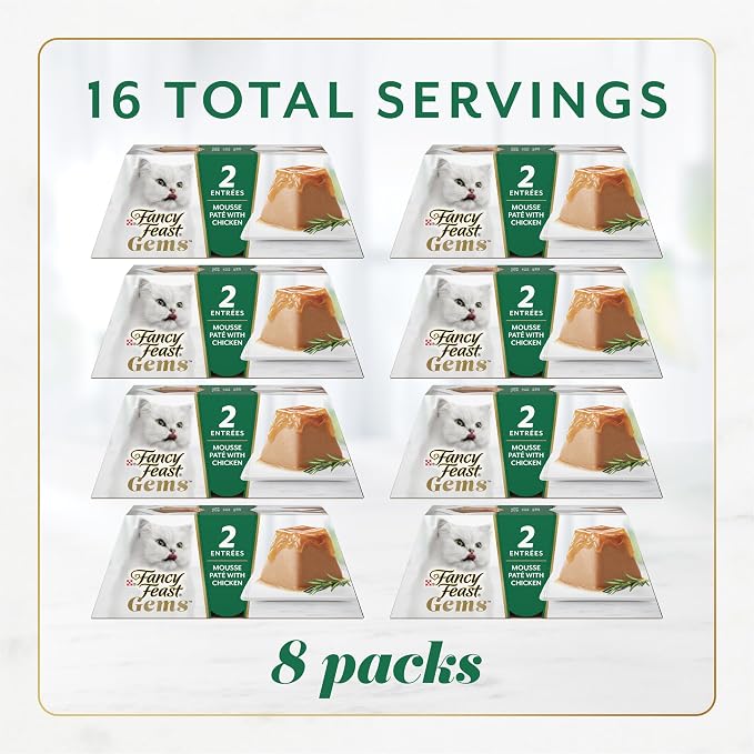Purina Fancy Feast Gems Chicken Wet Cat Food Variety Box, 4 oz, 8-Pack