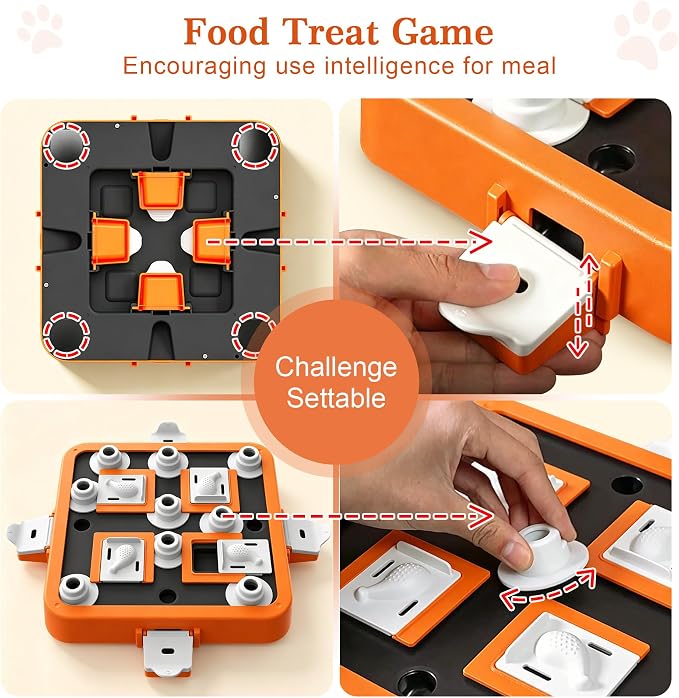 Aluckmao Dog Puzzle Toy Large - Adjustable Levels Food Treat Feeder Game | Beginner to Advanced Difficulty, Brain Stimulation Mental Enrichment, Interactive Feeding, for All Breeds, Orange