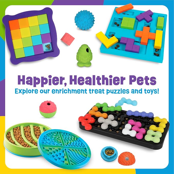 Brightkins Tic Tac Toe Treat Puzzle - Enrichment Toys for Dogs, Interactive Puppy Toys, Cat Feeder Toy, Puzzle Feeder for Dogs and Puppies, Dog Toy Brain Stimulation, Pet Games for Boredom