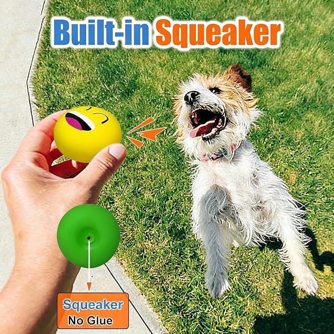 Latex Squeaky Dog Toys for Small Dogs & Tiny Breeds, 2.2" Flat Ball | 2.2"*2.2"*1.3" Burger Shape Squeaky Dog Balls 8pcs, Puppy Squeak Toy with Squeaker, Soft Rubber Pet Toy Indoor & Outdoor