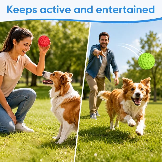 Squeaky Dog Balls Toy 2 Pack, Interactive Dog Toys for Aggressive Chewers, Squeaky Balls for Dogs, Durable Dog Chew Toys for Medium Large Dogs, Dog Balls for Aggressive Chewers, Outdoor Dog Toys