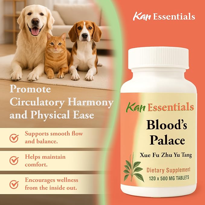 Kan Herb Company Blood’s Palace – Traditional Chinese Herbal Blend to Support Circulation, Liver Qi, Emotional Balance, and Overall Wellness, Herbal Supplement Tablets for Pets, 120 Tablets