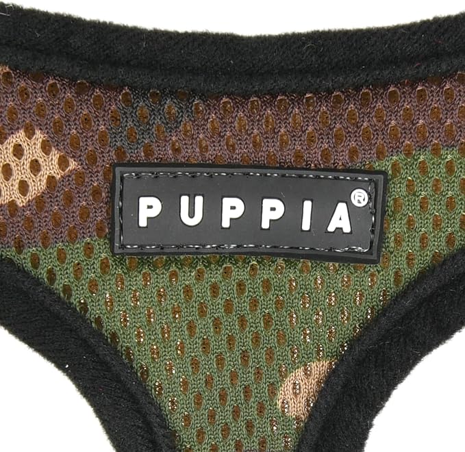 Puppia Soft Superior Dog Harness Air Mesh Over-The-Head All Season No Pull No Choke Walking Training Adjustable Neck & Chest for Small & Medium Dog - CAMO - S