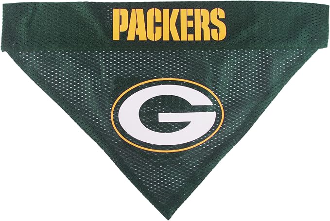 Pets First NFL Green Bay Packers Reversible Bandana Size XX-Large for Dogs & Cats. 2 Sided Sports Bandana, Premium Embroidery Team Logo, Many NFL Teams Available
