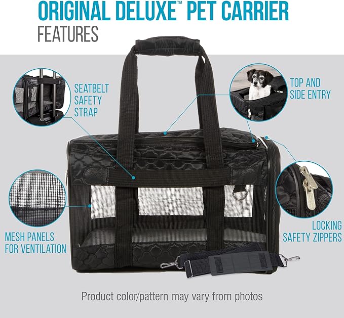 Sherpa Pet Carrier, Spring Wire Frame, Airline Approved, Black Lattice, Large