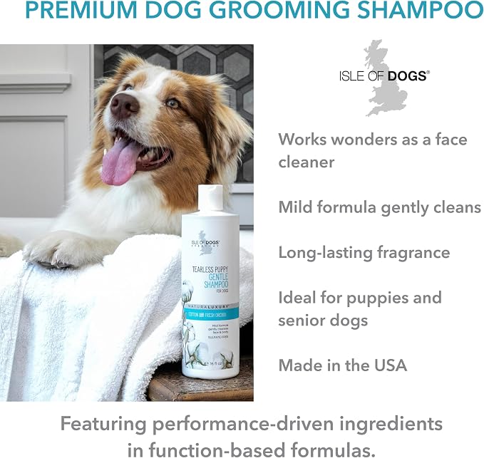 Isle of Dogs - Everyday Natural Luxury Tearless Puppy Shampoo - Cotton + Fresh Orchid - Sulfate & Paraben Free Formula - Gentle Pet Shampoo For Dogs Of All Ages & Coat Types - Made in the USA - 16 Oz