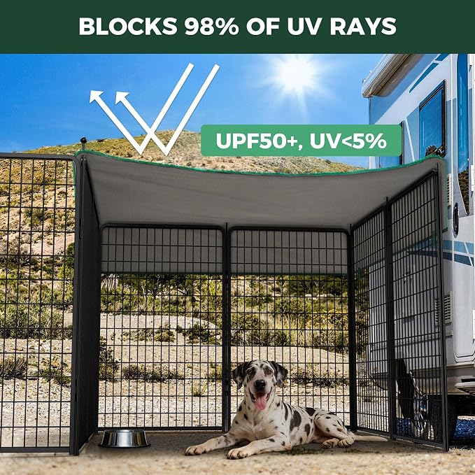 FXW Rollick Unleashed Dog Playpen, 50in, 16 Panels with Sun Shade, Large, Black