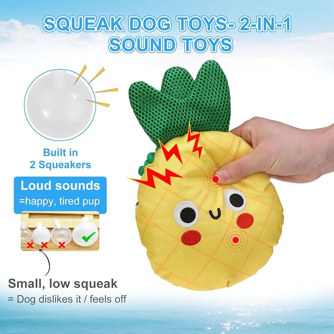 BEAUTYZOO Floating Dog Pool Toys, 2-Pack, Strawberry & Pineapple