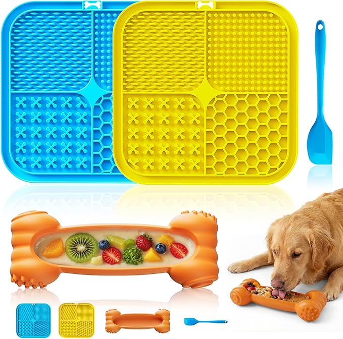 Dog Enrichment Toys 6 Pack - Dog Toys to Keep Them Busy, Lick Mat, Ball & Bowl with Peanut Butter,Frozen Treat Puzzle Dispenser for Anxiety Relief, Reduce Boredom, Perfect for Bathing Grooming