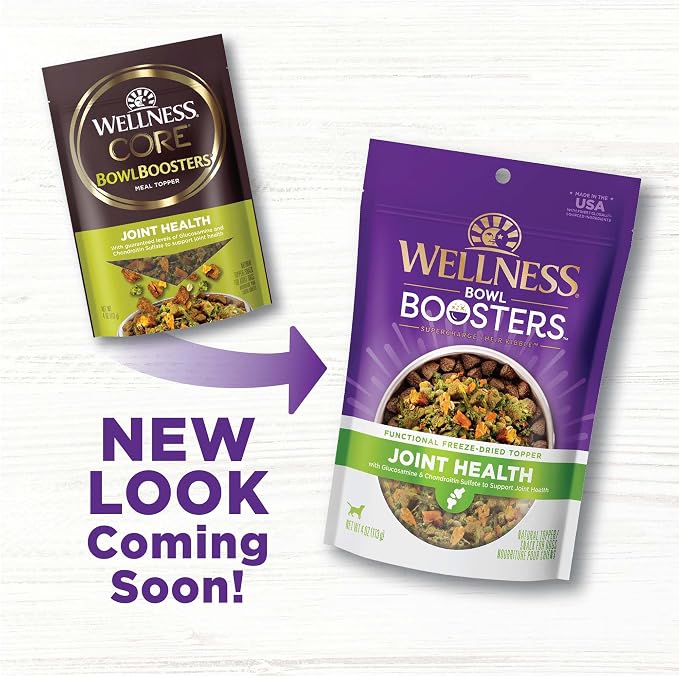 Wellness Bowl Boosters, Dog Food Topper for Small, Medium, & Large Breeds, Grain Free, Natural, Freeze Dried, Joint Health Chicken, 4 Ounce Bag (Pack of 2)