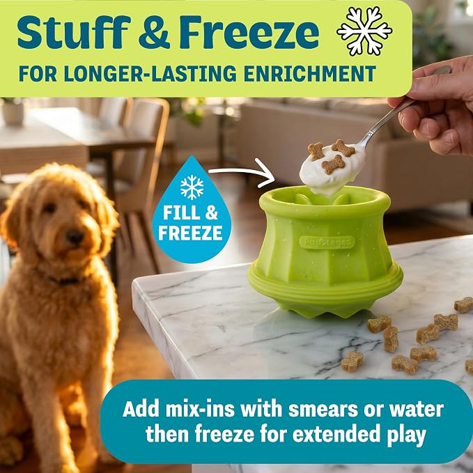 Flex-Force Interactive Treat Dispensing Puzzle Dog Toy for Enrichment, Holds Wet & Dry Food, Wobble Base, Lickable, Freezable & Dishwasher-Safe, Watermelon-Banana Scent, All Breeds, 4.3"