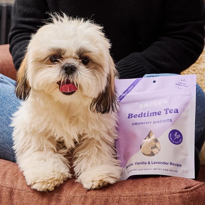 Bocce's Bakery Bedtime Tea Biscuit Dog Treat + Calming Supplement Bundle, Chamomile, L-Theanine