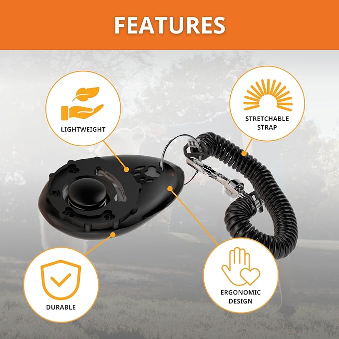 Dog Training Clicker - Pet Training Behavioral Tool with Wrist Strap for Dogs, Cats, and Puppies - Lightweight and Durable