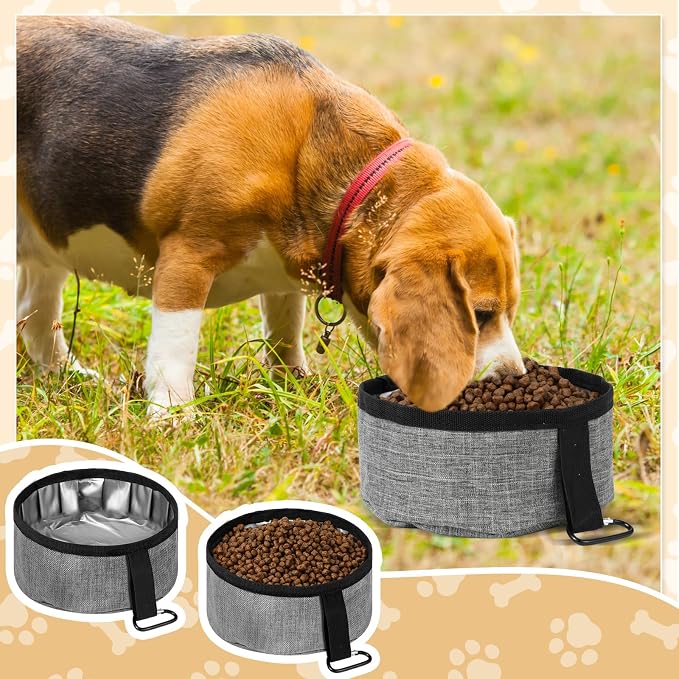 Meanplan 2 Pack Portable Dog Bowls, 40oz, Gray