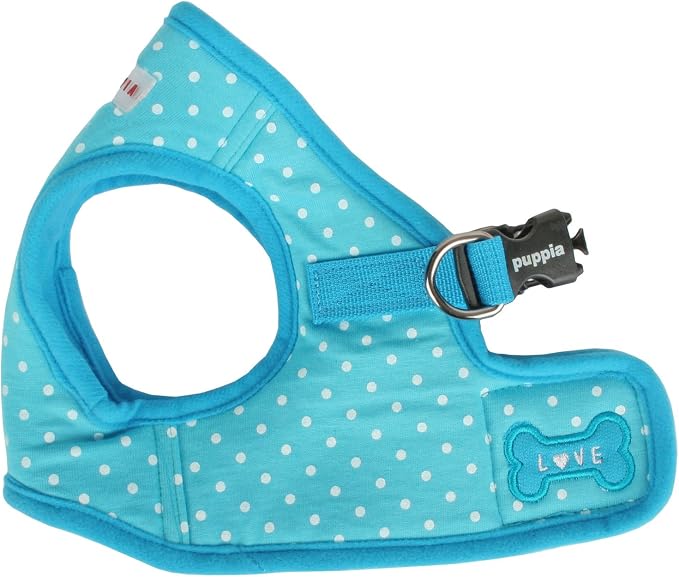 Puppia Dotty Step-in Vest Dog Harness No Pull No Choke Easy Wear Training Walking for Small Dog, Small, Sky Blue