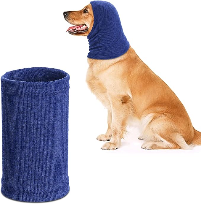 Quiet Ears for Dogs, Rbenxia 1 Piece Dog Ear Cover Hoodies Dog Ear Muffs Headband Noise Ear Protection Warm Winter Scarf (Blue, Small)