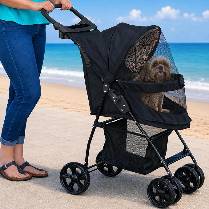 Pet Gear No-Zip Happy Trails Lite Pet Stroller - Leopard Print