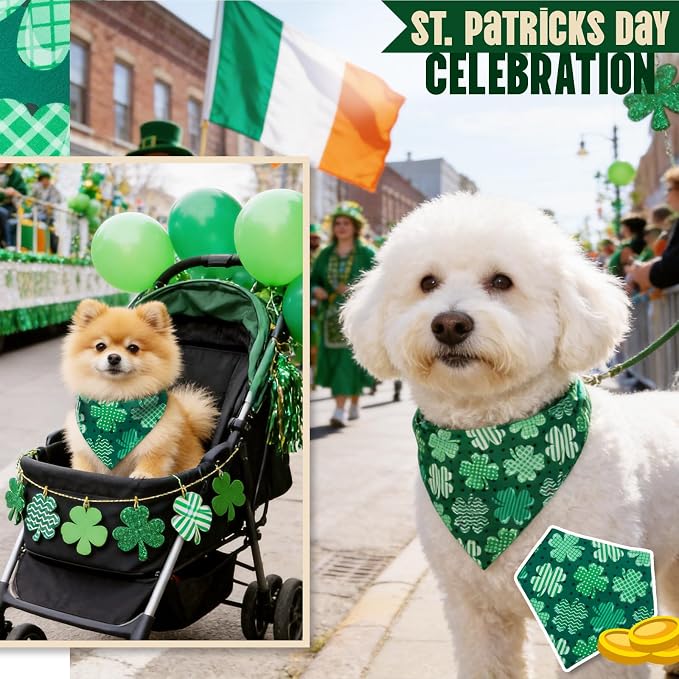 Dog Bandanas for St. Patricks Day, Large, Medium, Green