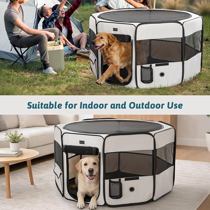 PETSFIT Dog Playpen, 45.5in, Jump-Proof 28.5in H