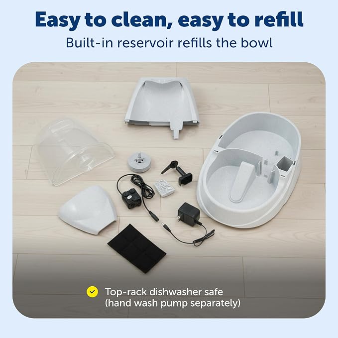 PetSafe Drinkwell Platinum Cat Water Fountain - Pet Fountain for All Pet Sizes, Encourages More Drinking, Includes 12-Pack of Replaceable Carbon Filters, Indoor Use, Grey (168 oz/5L)
