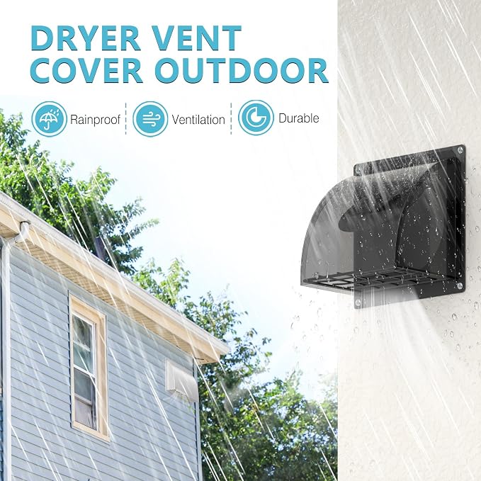 HG Power 8 Inch Wall Vent Cover with Removable Screen, Black
