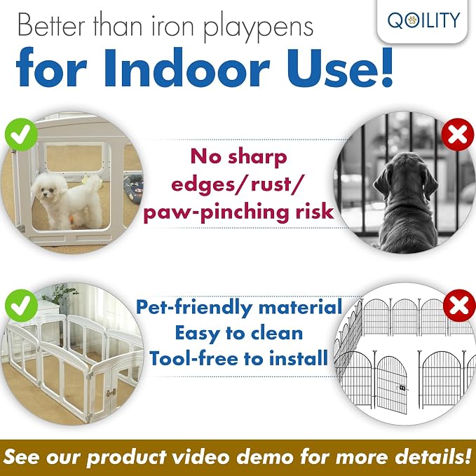 Clear Acrylic Dog Playpen Indoor, Height 24 inch, 6 Panels for Small and Puppy Dogs, White