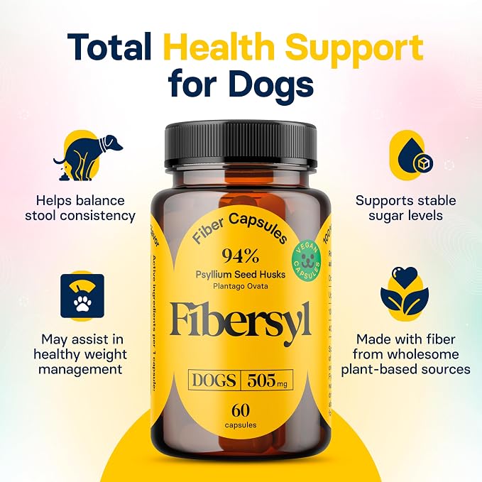 FiberSyl Prebiotics for Dogs - Psyllium Husk Fiber Supplement - 60 Capsules