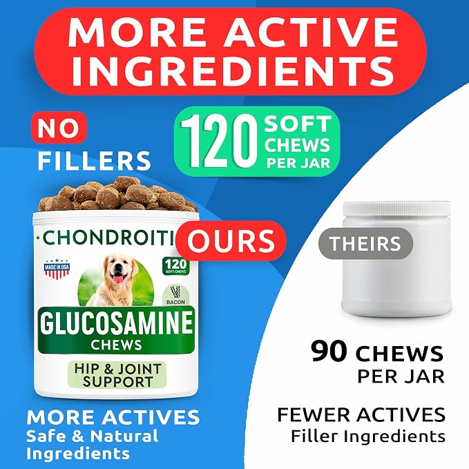 Glucosamine Bacon Flavor + NO PОO Treats Bundle - Joint Pain Relief + Coprоphagia Treatment - Chondroitin, MSM, Omega-3 + Probiotics & Enzymes - Digestive Health - 240 Soft Chews - Made in USA