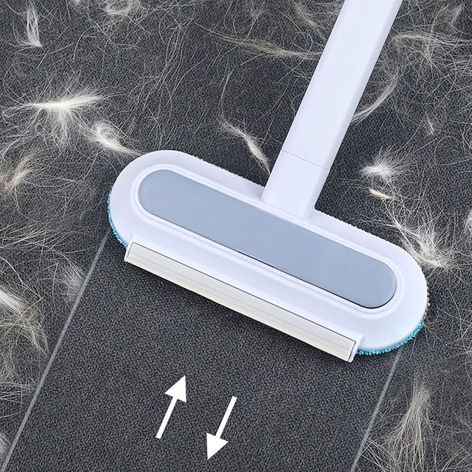 Pet Hair Removal Tool, Dog and Cat Hair Remover for Couch Carpet Furniture, 4 in 1 Multifunctional Pet Hairs Removal Broom, Cleaning Brush for Window Tile, Reusable Washable (Blue)