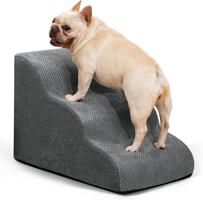 Aodisman Dog Ramp and Stairs for Small Dogs & Cats,3-Step Pet Stairs for Couch Sofa and Chair,Indoor Anti-Slip Dog Stairs for Old Cats and Puppy