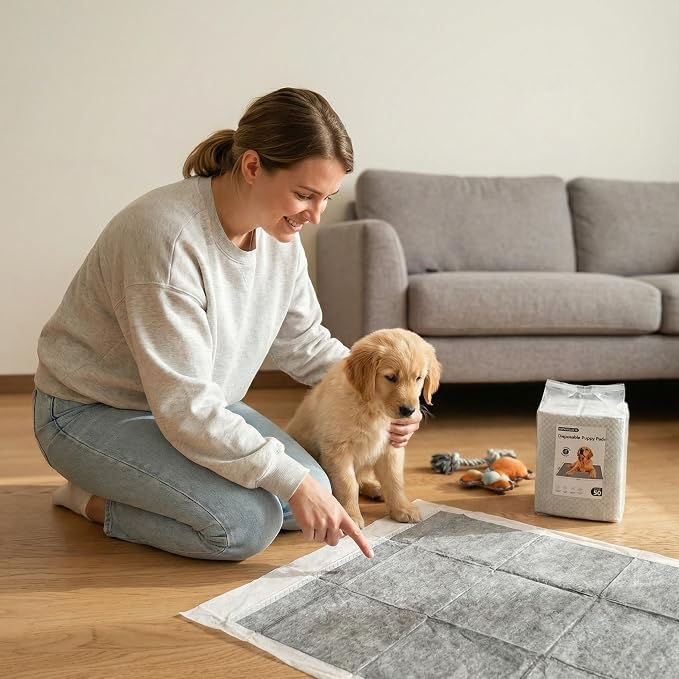 50 Count Dog Pee Pads, Super Absorbent Puppy Training Pads, Leak-Proof & Odor Control Disposable XL 28×34 Potty Pads for Dogs, Puppies, Doggie and Pets