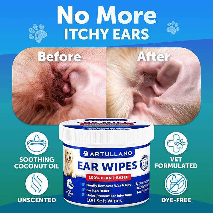 Artullano Canine Ear Wipes for Dogs
