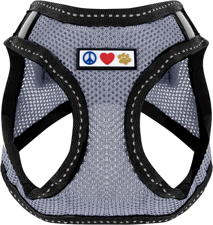 Pawtitas Dog Vest Harness Made with Breathable Air Mesh | All Weather Vest Harness for Extra Large Dogs with Quick-Release Buckle - Grey Mesh Dog Harness for Training and Walking Your Pet.