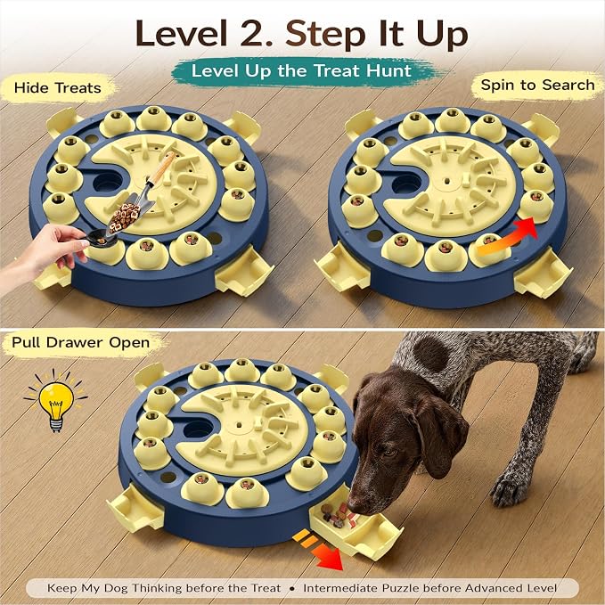 KADTC Large 3 Levels, Dog Puzzle Toy, Mental Stimulation for Smart Dogs | Four Ways Grow from Beginner to Advanced, Beat Boredom, Sharpen Focus,Channel Excess Energy and Stay Fresh Beyond One Solve.